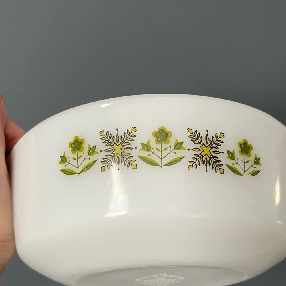 Vintage Fire King Meadow Green Casserole dish